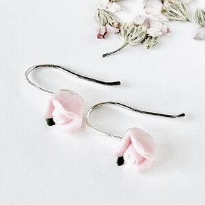 Porcelain Rose Sterling Silver Earrings